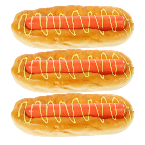 6Pcs Durable PU Fake Hot Dog Bread Model Interactive Food Display 1