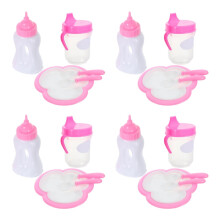 4Sets Miniature Pink Doll Milk Bottles Kids Role Play Accessories