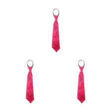3Pcs Men’s Rosy Shiny Sequin Necktie for Halloween Fancy Dress