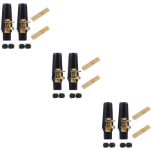 6Sets Black Alto Saxophone Mouthpiece Kit with Ligature Cap Reeds Set