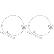 2Pcs Silver Butterfly Rhinestone Dress Shoulder Straps Body Jewelry