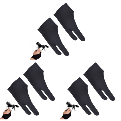6Stk Zeichenhandschuh, Schwarz, Nylon, , Komfortabel, Für Tablet