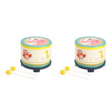 2Pcs Kids Musical Drum Toy Wooden Handheld Instrument Assorted Color