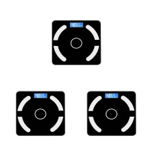 3Pcs Black Smart Digital Scales with Body Fat Monitor and App Display
