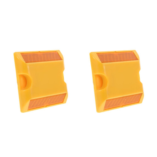 2Pcs Yellow Plastic Reflective Road Markers Enhanced Visibility Safety