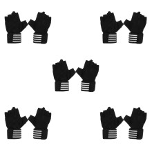 5Pairs Black Anti-Slip Gym Gloves Breathable Workout Gloves for Men
