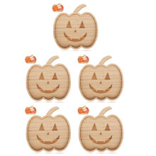 5Pcs Wooden Halloween Snack and Dessert Tray in Pumpkin Shape
