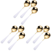 9Pcs White Golden Serving Spoons Stainless Steel for Home Kitchen Use