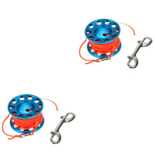 2Sets Underwater Diving Spool Blue Aluminum Alloy Reel with Snap Clip