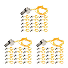 72Pcs Silver Metal Whistles with Lanyard Loud Coaching