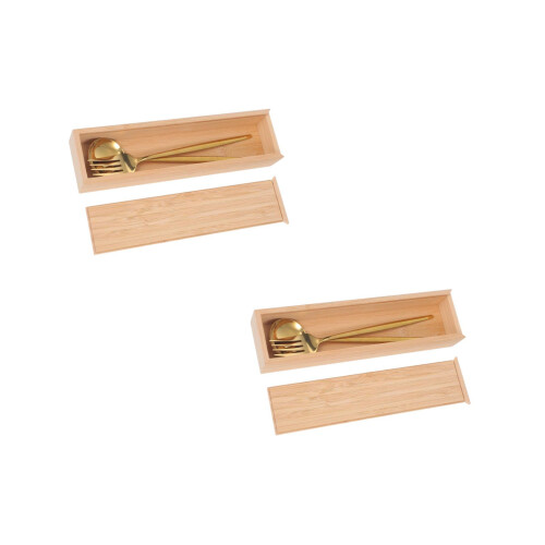 2Pcs Lightweight Bamboo Chopstick Box Kitchen Tableware Container