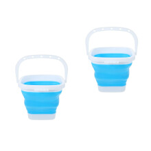 2Pcs Sky-Blue Collapsible Silicone Painting Water Bucket with Handle