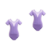2Pcs Purple Ballet Dress for Girls Comfortable Elastic Training Suit