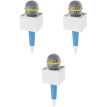 3Pcs Realistic Blue Plastic Microphone Model Prop for Party and Play