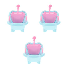 3Pcs Multi Plastic Miniature Doll Bath Tub Realistic Dollhouse Toy Set