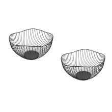 2Pcs Black Metal Fruit Basket for Fruit, Snack and Vegetable Storage