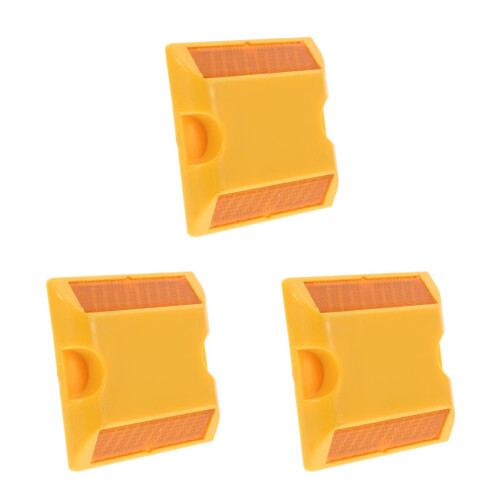 3Pcs Easy Install Yellow Plastic Reflective Roadside Safety Markers