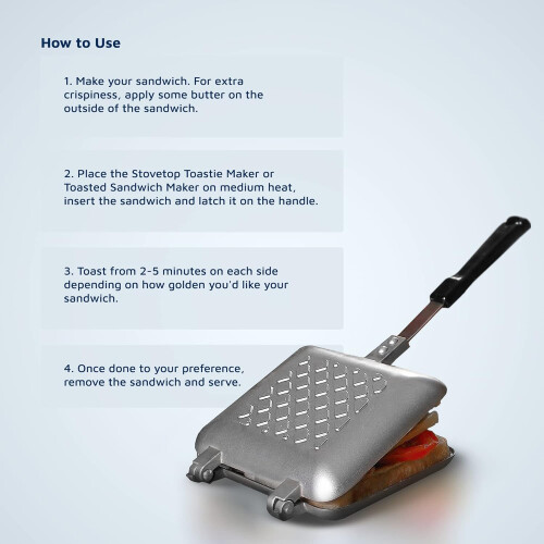 Silver Stove Top Non-Stick Toasted Sandwich Maker 2