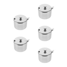 5Pcs Kitchen Sugar Bowls Stainless Steel with Lid Spoon for Spices