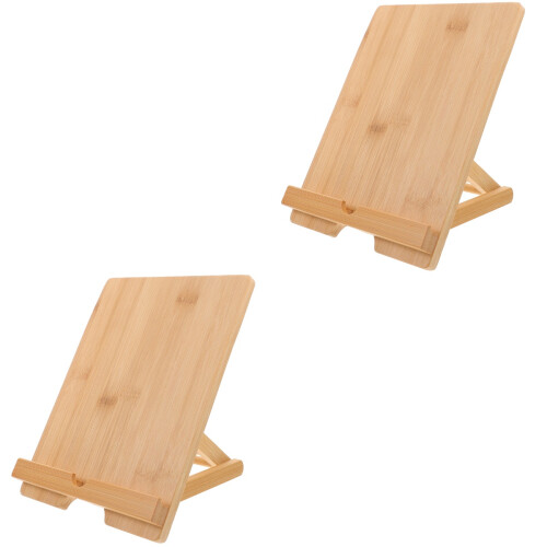2Pcs Minimalist Bamboo Tabletop Sign Holder Menu Display Stands