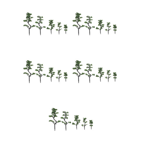 25Pcs Realistic Green Plastic Model Trees for Train Layout and Diorama