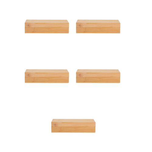 5Pcs Khaki Solid Wood Storage Boxes with Lid for Jewelry and Crafts