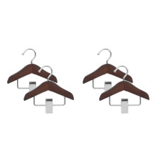 4Pcs Portable Mini Wood Clip Hangers for Pet Clothes Light Brown