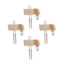 4Pairs Household Khaki Chopsticks Wood Stainless Steel Reusable