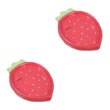 2Pcs Red Ceramic Strawberry Dish Food Serving Tray Salad Pasta Plates