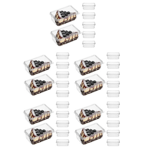 100Pcs Clear Plastic Cake Takeout Boxes Portable for Cake and Mousse