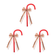 3Pcs Red Plastic Bow Costume Walking Stick Cane Prop for Roleplay