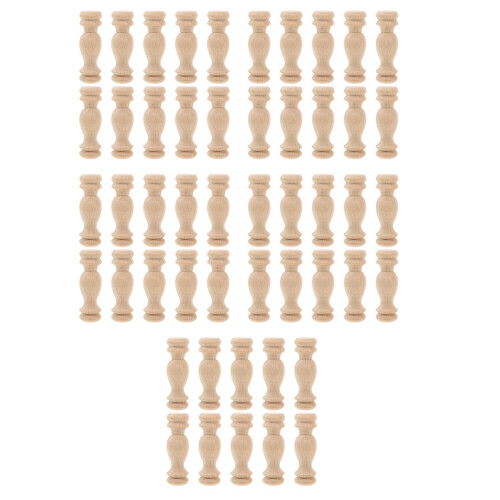 50Pcs Solid Wood Small Roman Column Pillars Khaki for Indoor Staircase