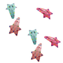 6Pcs Girl Star Hairpins Dot Print Metal Side Clip Mixed Color