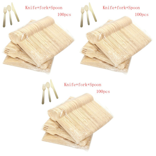 300Pièces Ustensiles Bois Beige Usage Cuisine Barbecue 1
