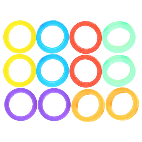 12pcs bright colored silicone key caps with elastic identifier rings