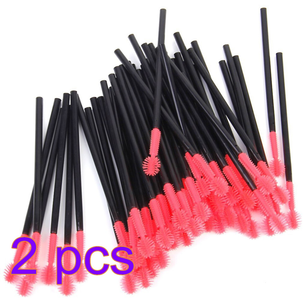 Happyyami Black/Red 100Pcs Silicone Eyelash Brush Mascara Wands, And For Eyelash