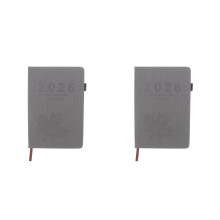 2Pcs Grey PU Daily Planner 2026 A5 Organizer Notebook Journal