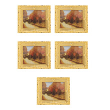 5Pcs Resin Mini House Ornaments Dollhouse Oil Paintings