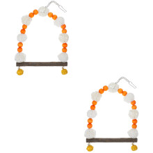 2Pcs Wood Parakeet Swing Toy Hanging Bird Cage Accessories