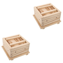 2Pcs Beige Wooden Tofu Press Mold for Homemade Tofu Maker Kitchen Tool