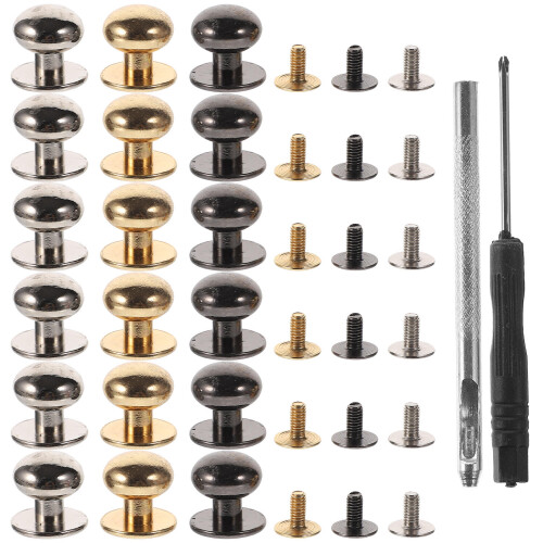 180Sets Practical Brass and Iron Rivet Studs Screw Kit Assorted Colors 1