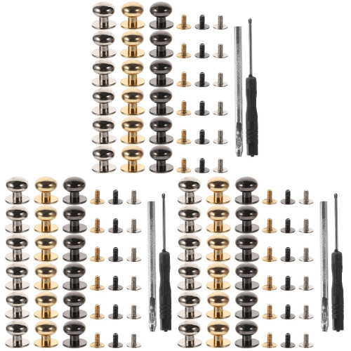 180Sets Practical Brass and Iron Rivet Studs Screw Kit Assorted Colors 2