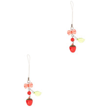 2Pcs Cute Acrylic Strawberry Phone Keychain Decorative Phone Ornament