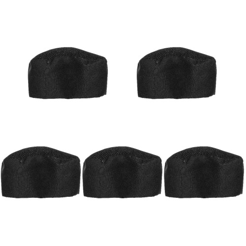5Pcs Simple Black Chef Hats Breathable and Durable Kitchen Cook Caps 2