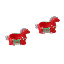 2Pcs Stylish Red Porcelain Ashtray Ceramic Smoking Tray for Home