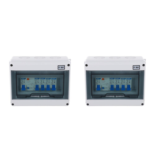 2Pcs ABS IP54 Leakage Circuit Breaker 8 Way Light Grey