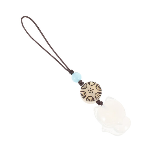 2Pcs Lightweight White Jade Fox Phone Strap Practical Hanging Charm 1