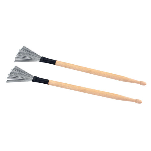 4Pièces Balais Acier Et Bois Beige Pour Batterie Polyvalents 1