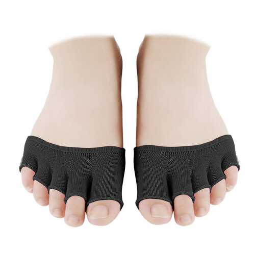 16Pairs Comfortable Cotton Peep Toe Socks Black Five Toe Half Socks 2