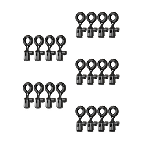 20Pcs Black Universal Microphone Clips with 270 Rotation for Home Use